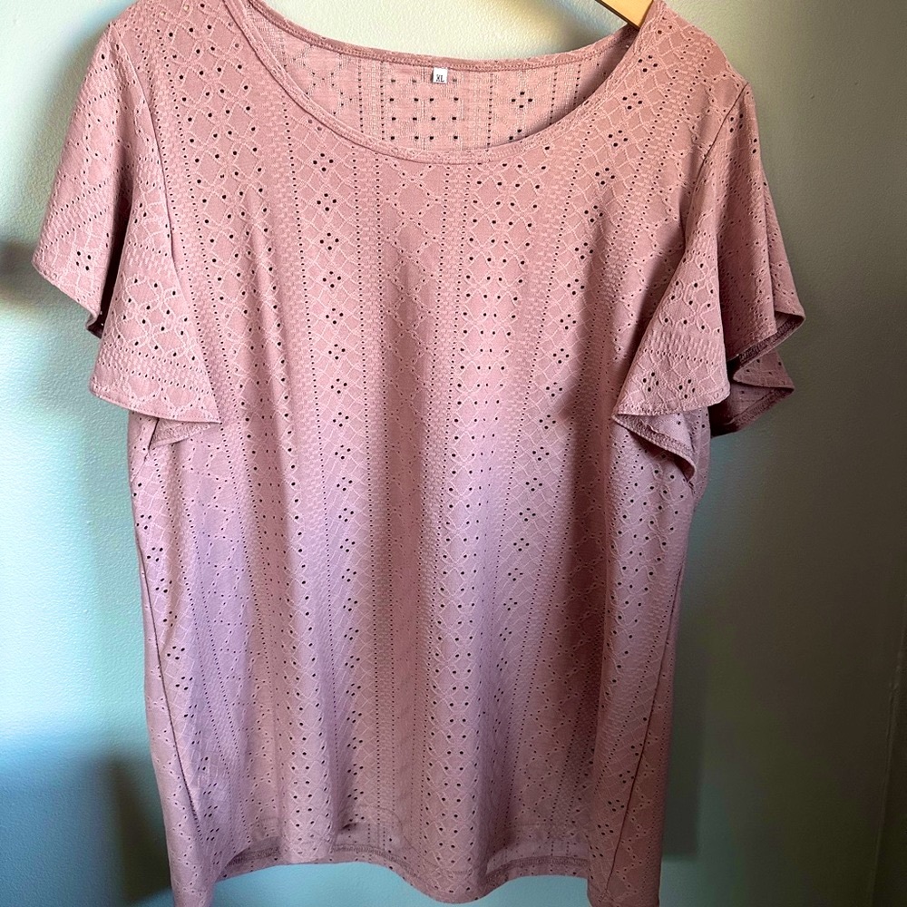 Elegant Mauve Eyelet Women's Top